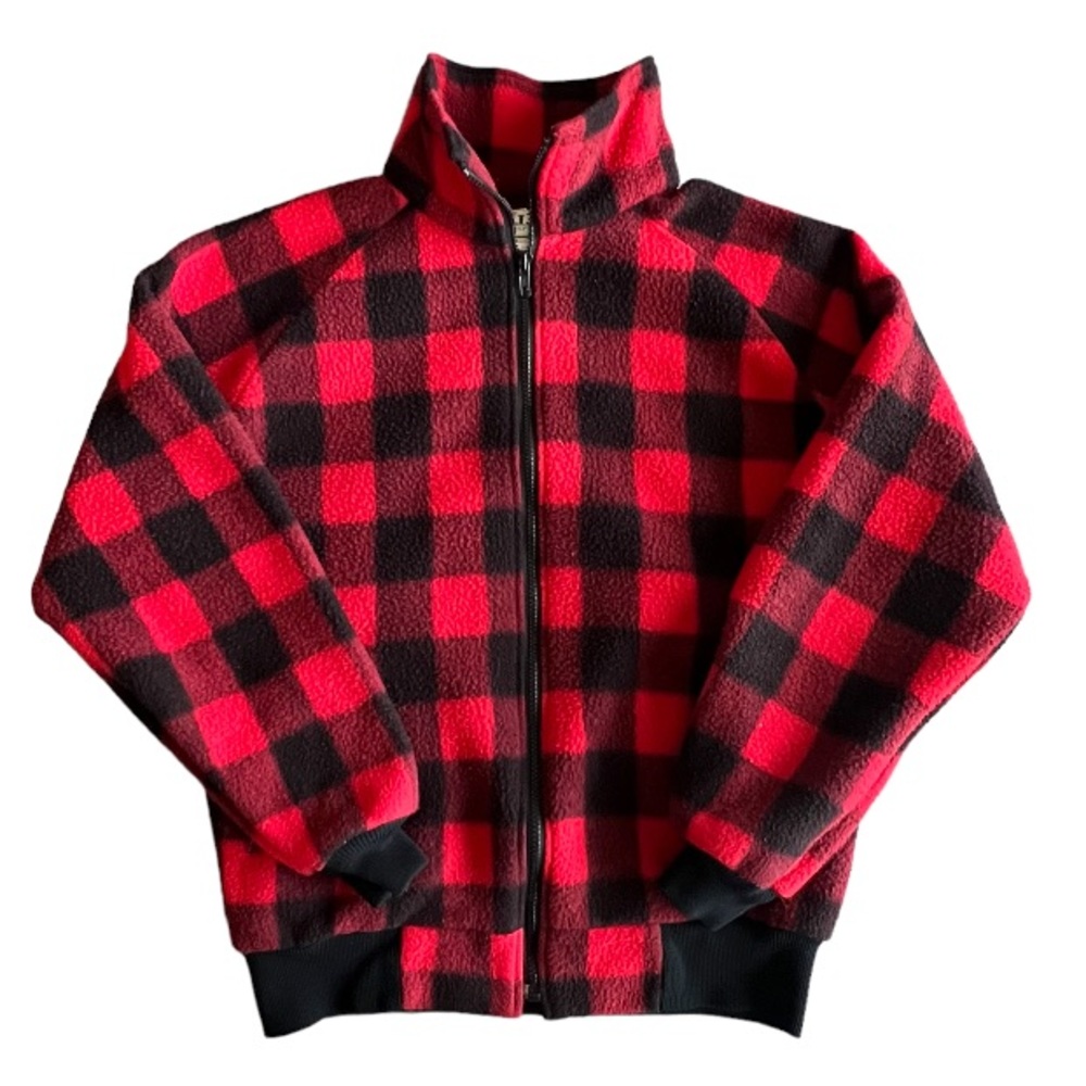Vintage LL Bean Fleece Buffalo Plaid Zip Up Jacket